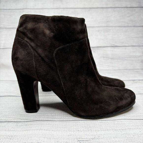 Sam Edelman SALINA‎ Boots Brown Suede 4' Heels Almond Toe women's size 9 - Picture 1 of 6